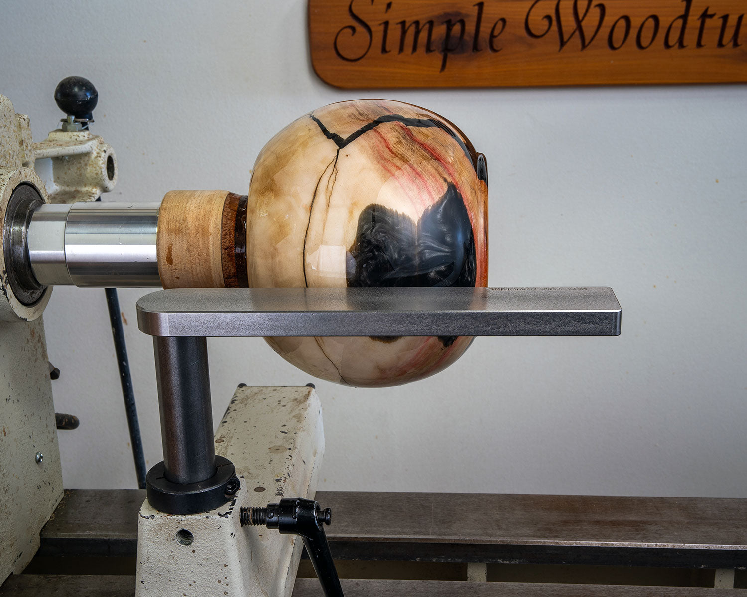 Scraper Tool Rest Platform with Post and Clamping Collar for Woodturning Lathe