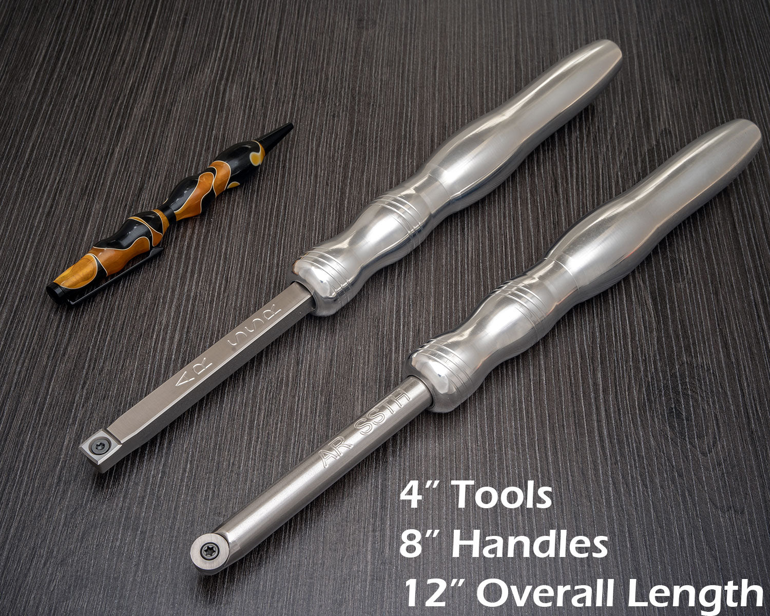 Acrylic Resin Pen Turners 3 Tool Bundle with Negative Rake Scraper, Rougher and Turner - 12" Overall