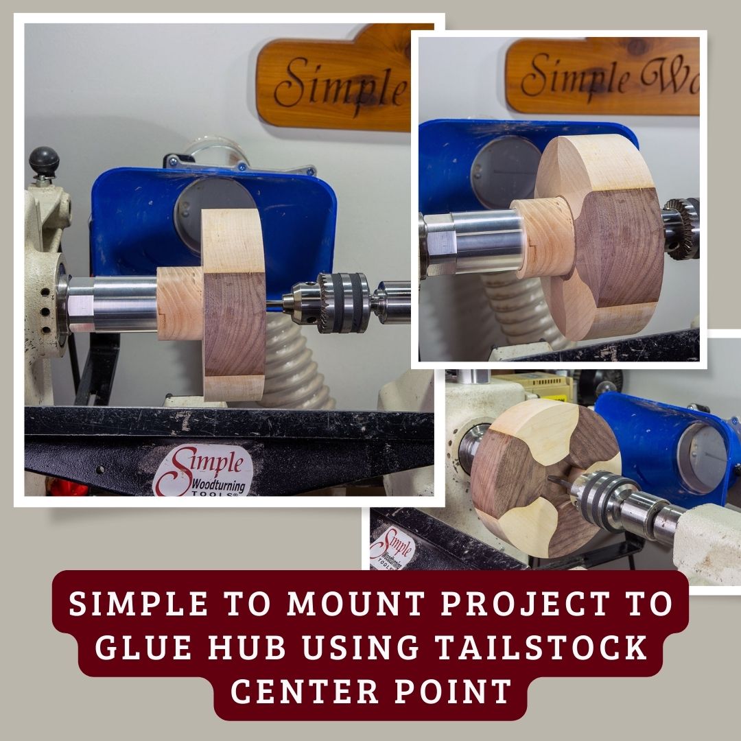 Aluminum Glue Hub with Threads for Wood Lathe, use with or without wood waste block