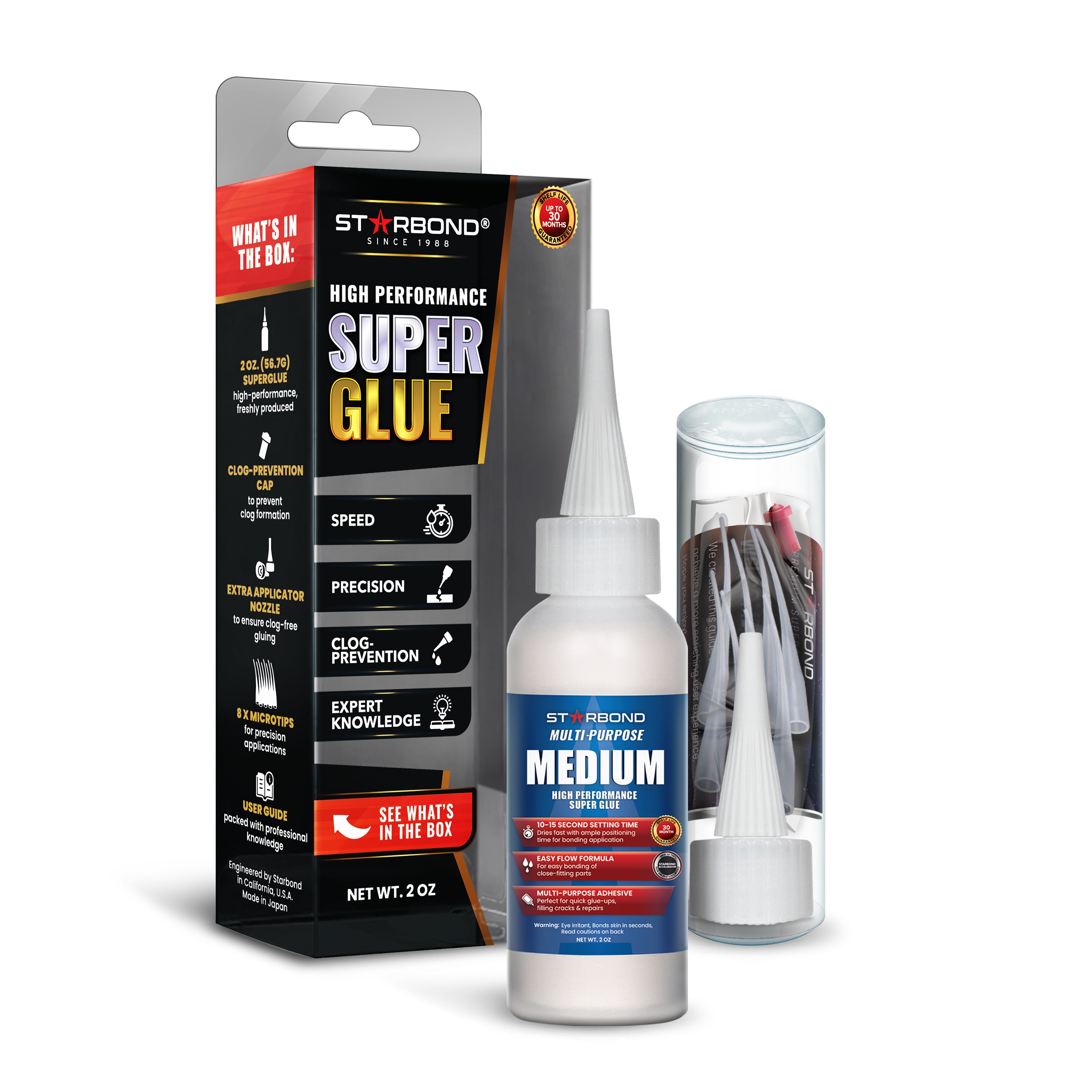 Starbond Medium CA Glue (Premium Cyanoacrylate Super Glue) for Quick Glue-ups, Woodworking, Woodturning, 2 oz