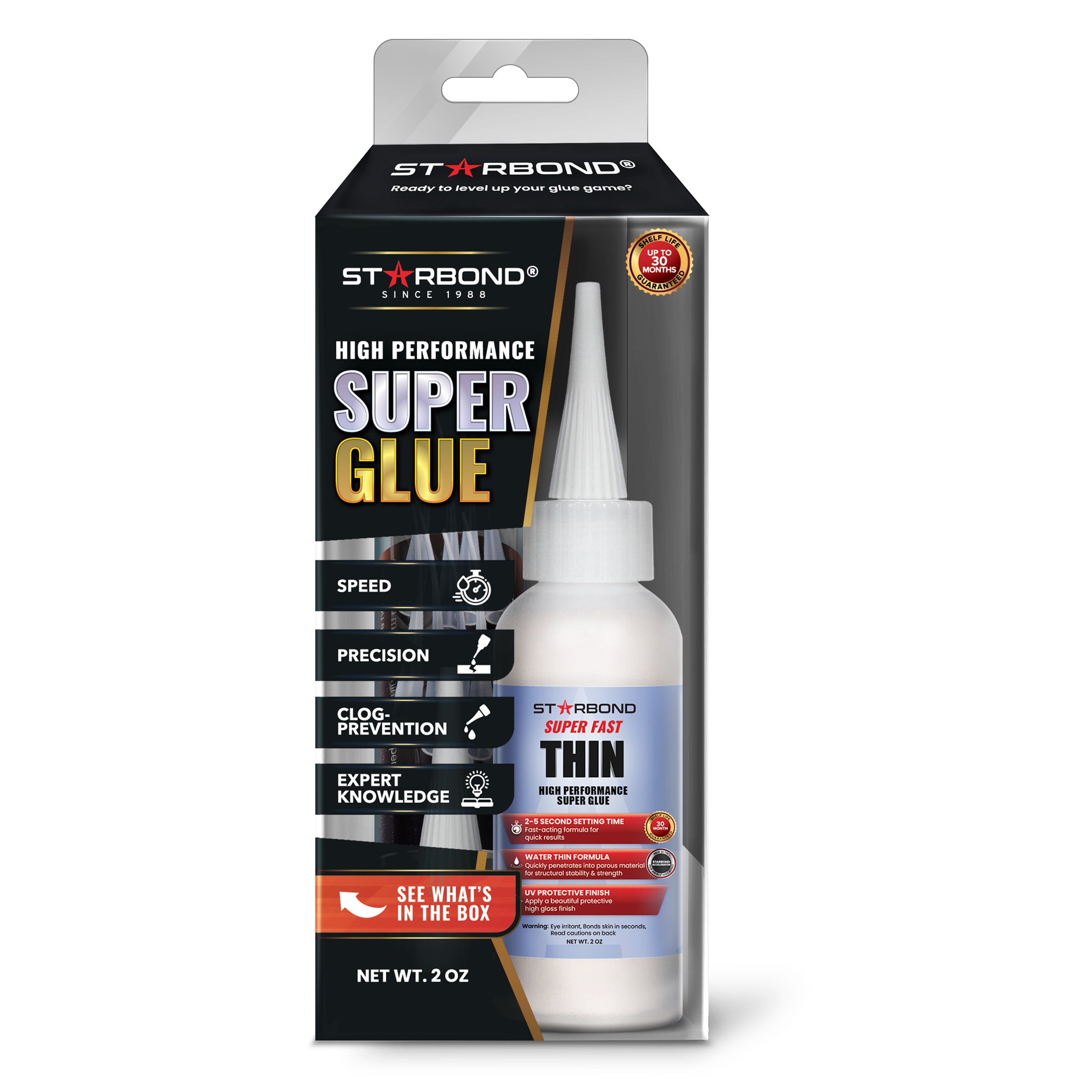 Starbond Super Fast Thin, Premium Instant CA (Cyanoacrylate Adhesive) Super Glue Plus Extra Cap and Microtips, for Woodturning, Pen Turning, Hobby, Stabilizing, Finish, Inlay, 2 oz