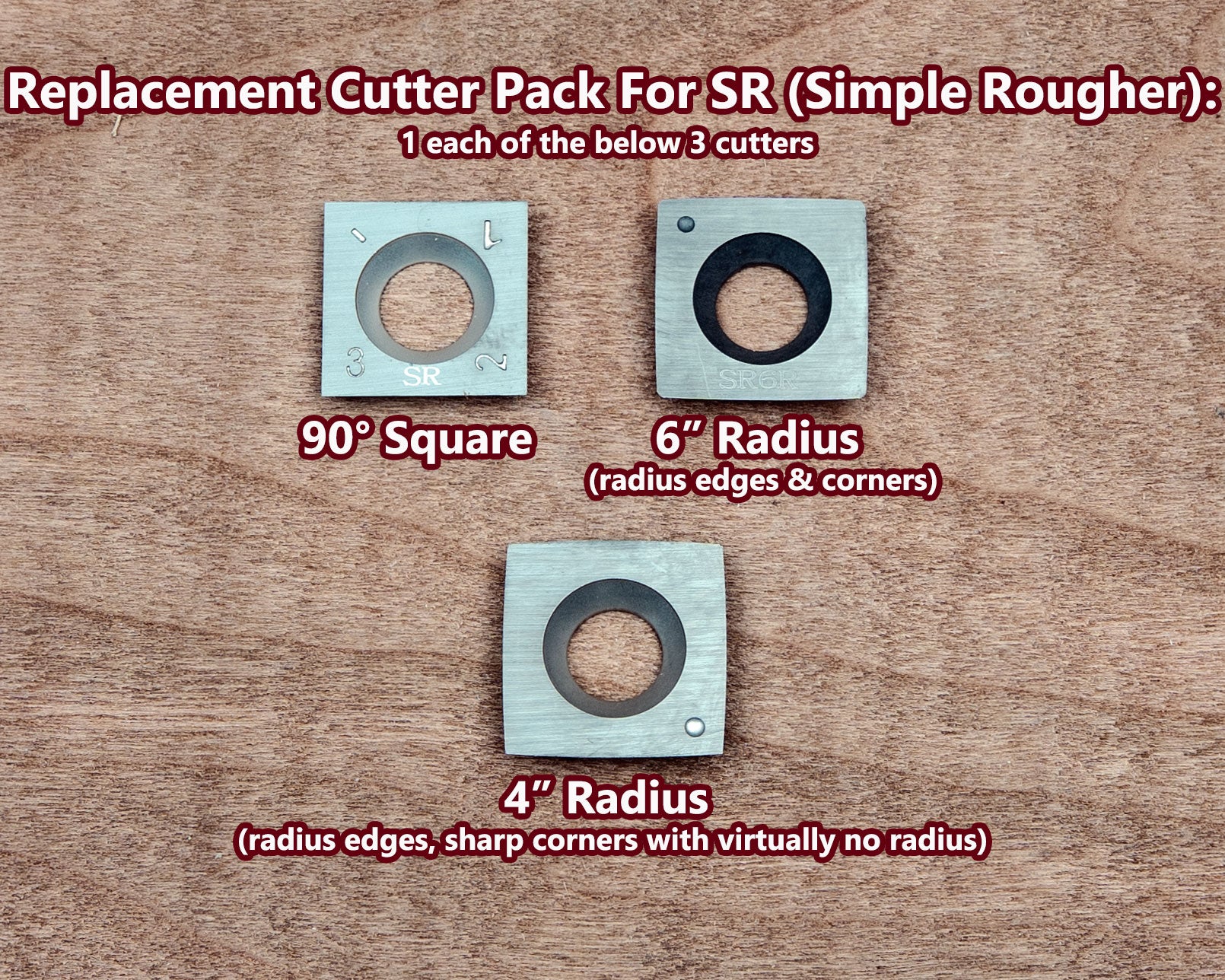 Cutter Pack of 3 for tool engraved with SR -  Full Size Simple Rougher