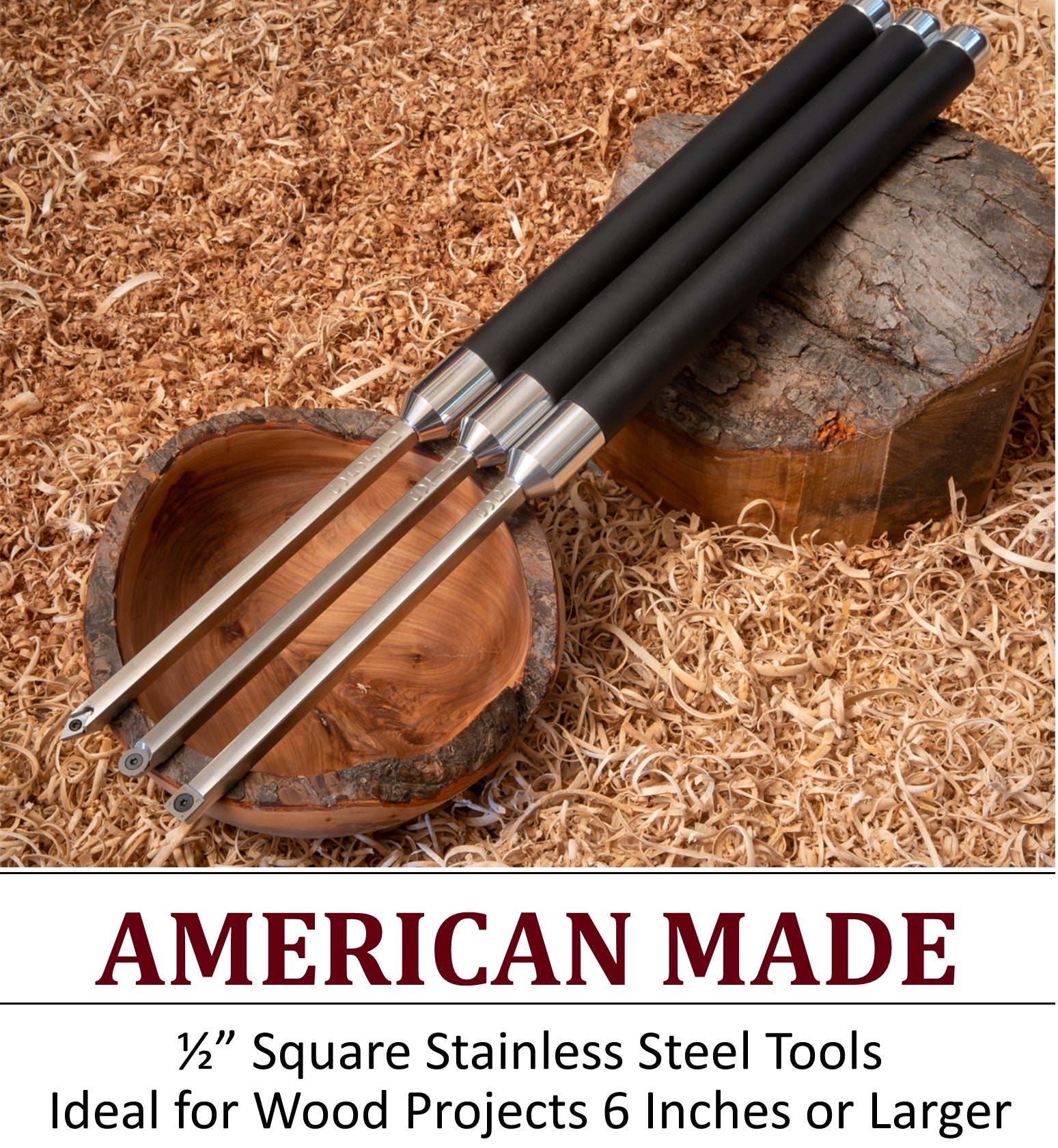 3 Carbide Tools - Rougher, Hollower and Detailer each with a Foam Grip Handle - 26.5" Overall