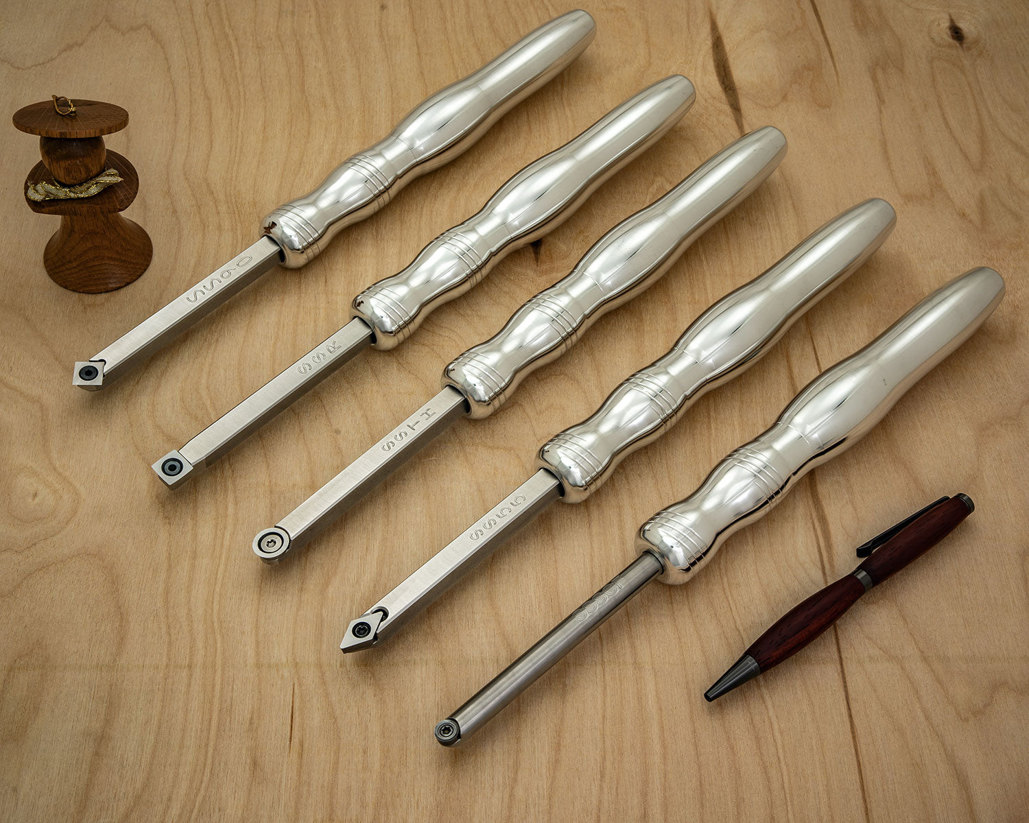 5 Woodturning Tools with 5 Handles - Simple Start Size - 12" Overall Length